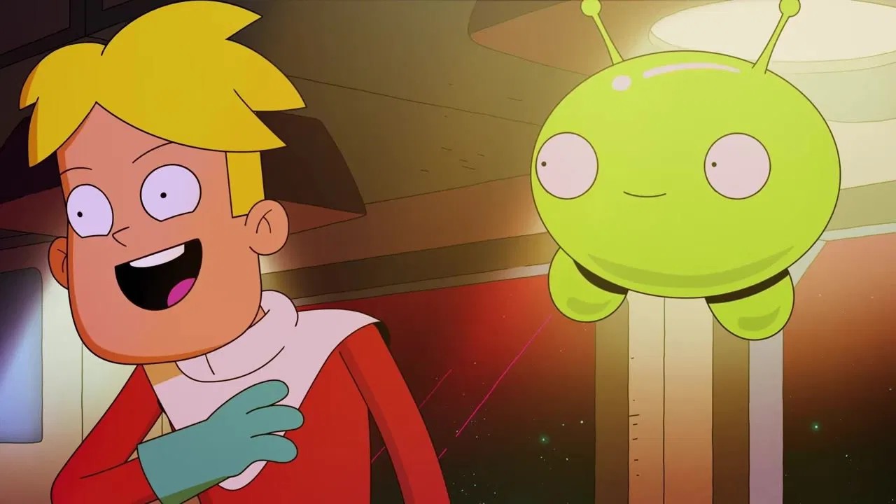 Gary stands next to a Mooncake in a scene from Final Space